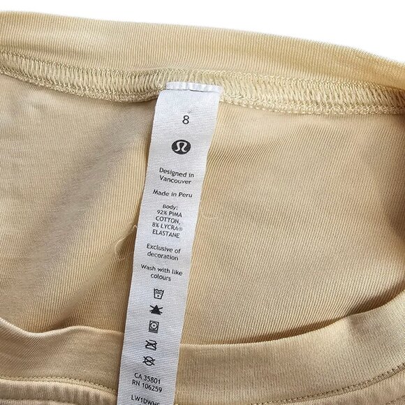Lululemon Cotton Wrap-Front T-Shirt Dress Prosecco, Yellow, Stretch, Size 8 - Picture 5 of 7